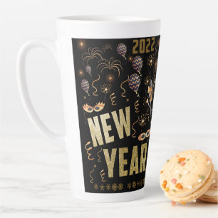 Frohes neues Jahr 2022, Holiday Gold Glitzer Festi Milchtasse