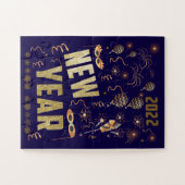 Frohes neues Jahr 2022, Holiday Gold Glitzer Festi Puzzle (Horizontal)