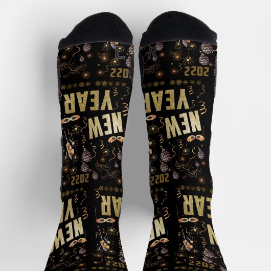 Frohes neues Jahr 2022, Holiday Gold Glitzer Festi Socken (Oben)