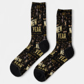 Frohes neues Jahr 2022, Holiday Gold Glitzer Festi Socken (Linkes Detail)