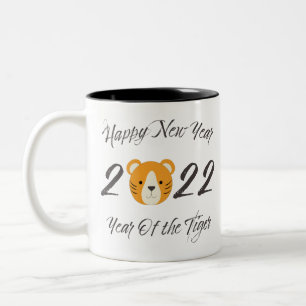Frohes neues Jahr 2022 Jahr des Tigers Zweifarbige Tasse