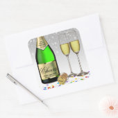 Frohes neues Jahr 2022 Weinflasche Quadratischer Aufkleber (Umschlag)