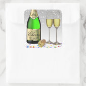 Frohes neues Jahr 2022 Weinflasche Quadratischer Aufkleber (Tasche)