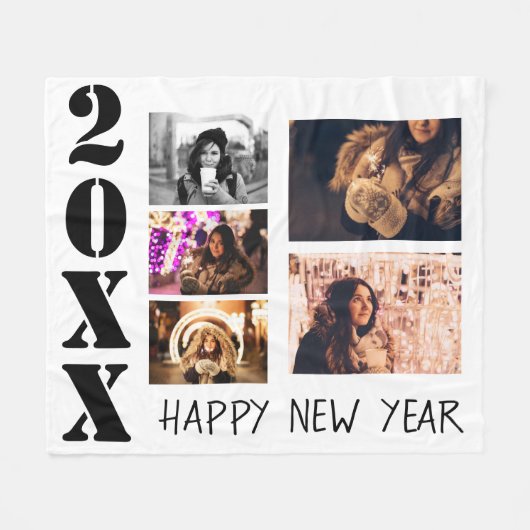 Frohes neues Jahr 2023 5 FotoCollage Fleecedecke (Vorderseite (Horizontal))