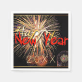 Frohes neues Jahr 2023 Feuerwerke in rotem Papier Serviette (Vorderseite)