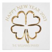 Frohes neues Jahr 2023 oder Ihr Text Vierblättrige Poster (Vorderseite)