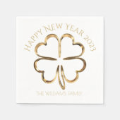 Frohes neues Jahr 2023 oder Ihr Text Vierblättrige Serviette (Vorderseite)