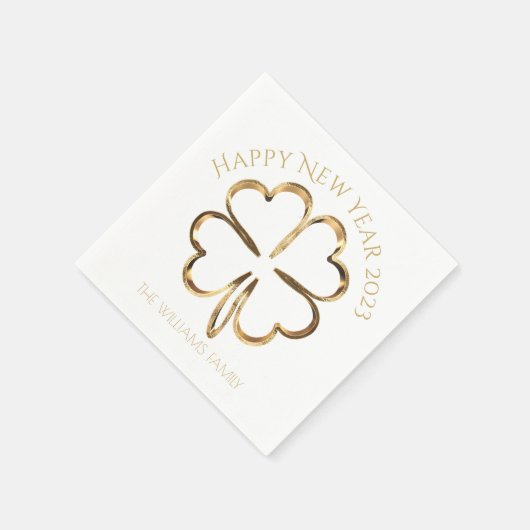Frohes neues Jahr 2023 oder Ihr Text Vierblättrige Serviette (Ecke)