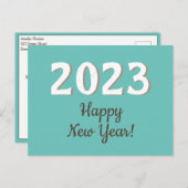 Frohes neues Jahr 2023 Typografie Türkis Postkarte (Vorne/Hinten)