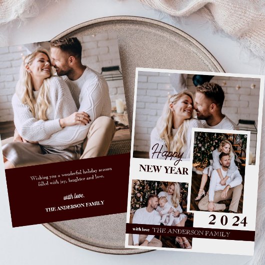 Frohes neues Jahr 2024 | 4 Foto Ferienkarte Einladung