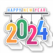 Frohes neues Jahr 2024 Aufkleber (Vorderseite)