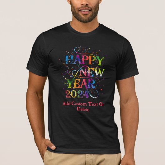 Frohes neues Jahr 2024 Bunter Silvester T-Shirt (Vorderseite)