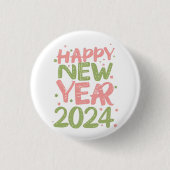 Frohes neues Jahr 2024 Button (Vorderseite)