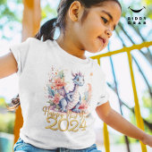 Frohes neues Jahr 2024 chinesischer Drache Schwarz T-Shirt