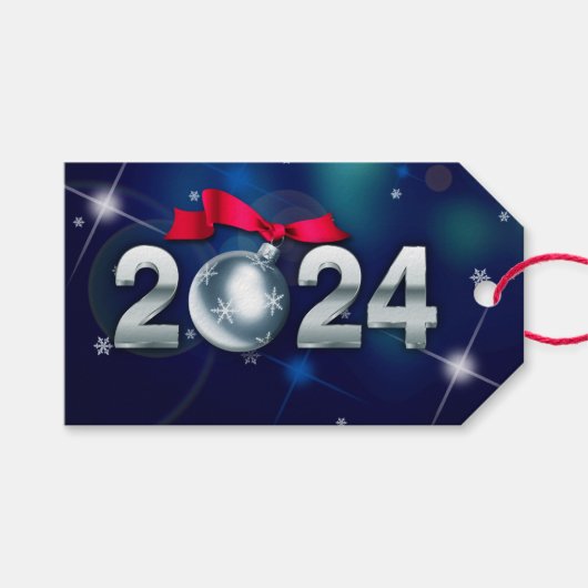 Frohes neues Jahr 2024 Geschenkanhänger (Vorderseite (Horizontal))