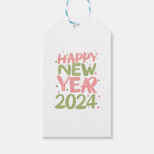 Frohes neues Jahr 2024 Geschenkanhänger (Vorderseite)