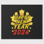 Frohes neues Jahr 2024 Geschenkpapier (Flach)