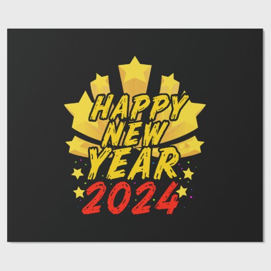 Frohes neues Jahr 2024 Geschenkpapier (Flach)