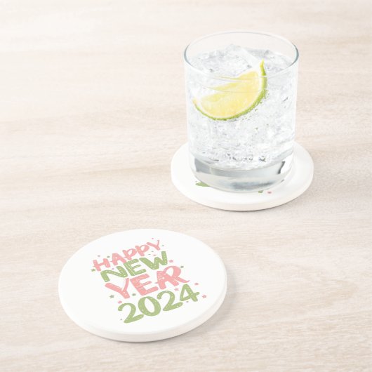 Frohes neues Jahr 2024 Getränkeuntersetzer (Seite)
