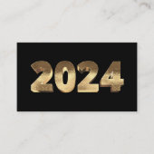 Frohes neues Jahr 2024 Goldenes Schwarz-weißes Gol Visitenkarte (Vorderseite)