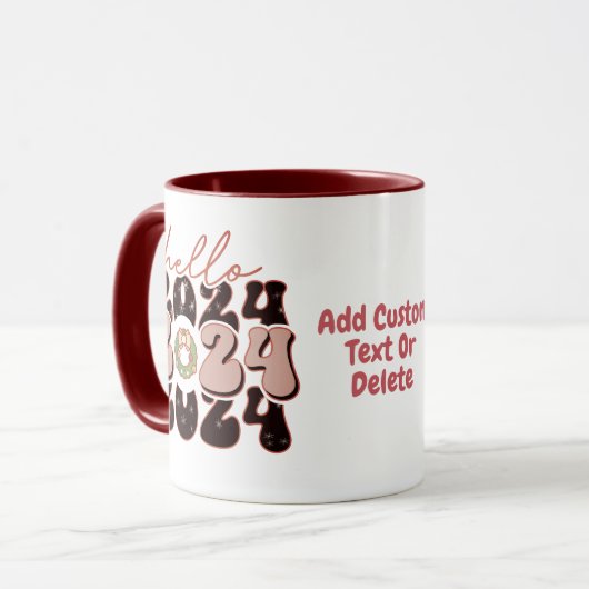 Frohes Neues Jahr 2024 Groovy Style New Years Part Tasse (Vorderseite Links)