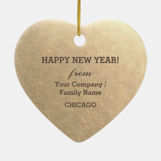 Frohes neues Jahr 2024 Herzform Keramik Ornament (Hinten)