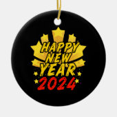 Frohes neues Jahr 2024 Keramik Ornament (Vorne)