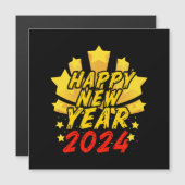 Frohes neues Jahr 2024 Magnetkarte (Vorne/Hinten)