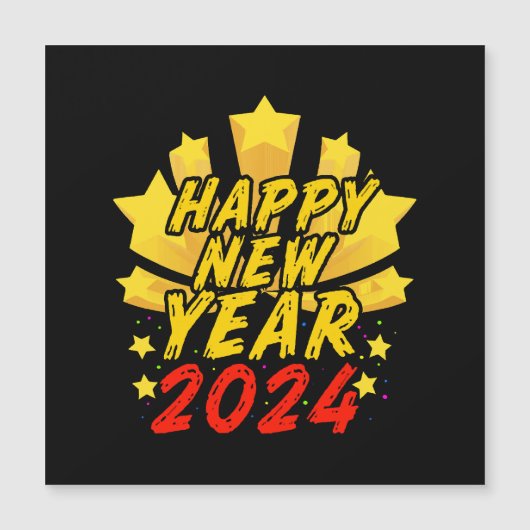 Frohes neues Jahr 2024 Magnetkarte (Vorderseite)