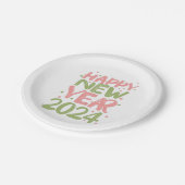 Frohes neues Jahr 2024 Pappteller (Schrägansicht)