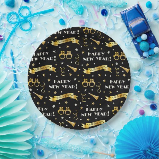 Frohes neues Jahr 2024 Pappteller (Party)