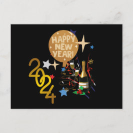 Frohes neues Jahr 2024 Postkarte