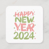 Frohes neues Jahr 2024 Quadratische Visitenkarte (Rückseite)