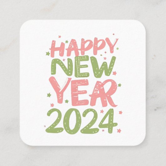 Frohes neues Jahr 2024 Quadratische Visitenkarte (Rückseite)