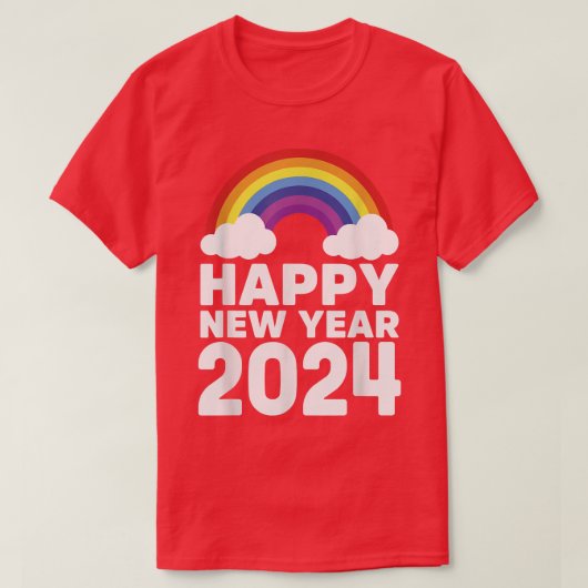 Frohes neues Jahr 2024 Regenbogenwolken Chinesisch T-Shirt (Design vorne)