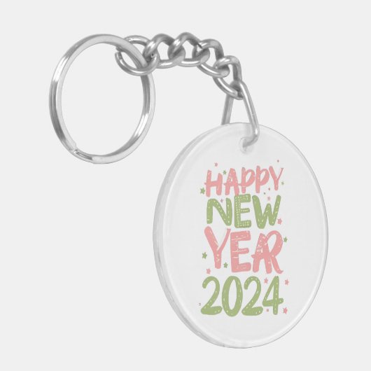 Frohes neues Jahr 2024 Schlüsselanhänger (Vorderseite links)