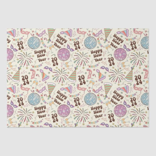 Frohes neues Jahr 2024 Seidenpapier (Vorderseite)