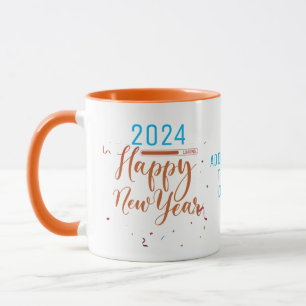 Frohes neues Jahr 2024 Silvester Schwungvolle Part Tasse