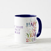 Frohes Neues Jahr 2024 Silvester Watercolor Party Tasse (VorderseiteRechts)