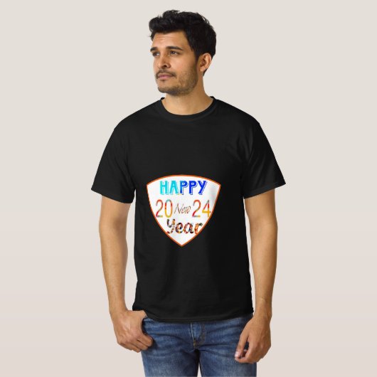 Frohes neues Jahr 2024 T - Shirt der Schwarzen Män (Vorne ganz)
