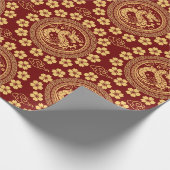 Frohes neues Jahr 2024 unter den Sakura-Bäumen-Blu Geschenkpapier (Ecke)