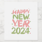 Frohes neues Jahr 2024 Weinetikett (Einzelnes Label)