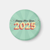 Frohes neues Jahr 2025 3d Groovy Retro Text Magnet (Vorne)