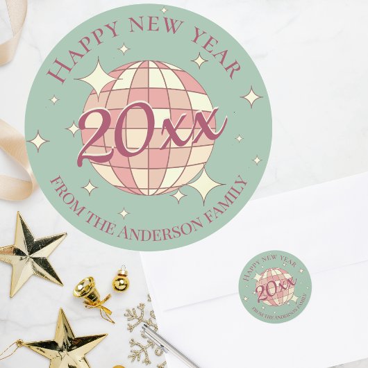 Frohes neues Jahr 2025 Aufkleber für Pastellfarben