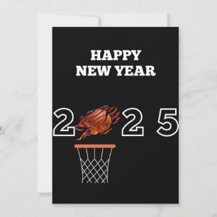 Frohes neues Jahr 2025 Basketball-Feiertagskarte Feiertagskarte