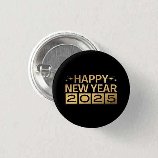 Frohes neues Jahr 2025 Button (Vorne & Hinten)