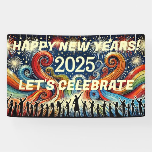 Frohes neues Jahr 2025 Feiern wir Banner (Horizontal)