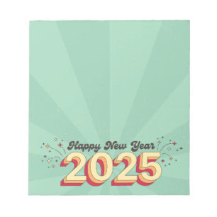 Frohes Neues Jahr 2025 Feiertage Retro-Spaß-Text Notizblock