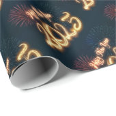 Frohes Neues Jahr 2025 Feuerwerk Geschenkpapier (Rolleneckpunkt)