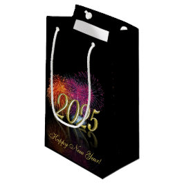 Frohes neues Jahr 2025 Feuerwerkskörper Gold Kleine Geschenktüte